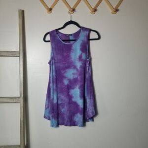 NWOT HEIMISH USA WOMEN'S PURPLE AND BLUE TIE-DYE TANK TOP SIZE LARGE